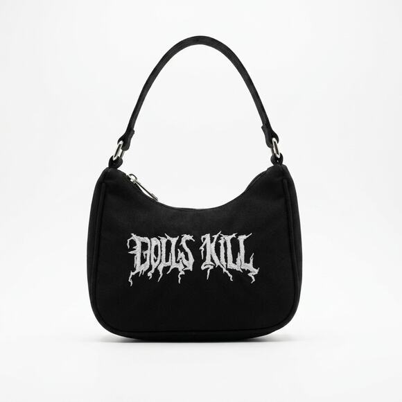 Dolls Kill Handbags - Dolls Kill Embroidered Logo Mini Shoulder Bag Hand Bag Goth